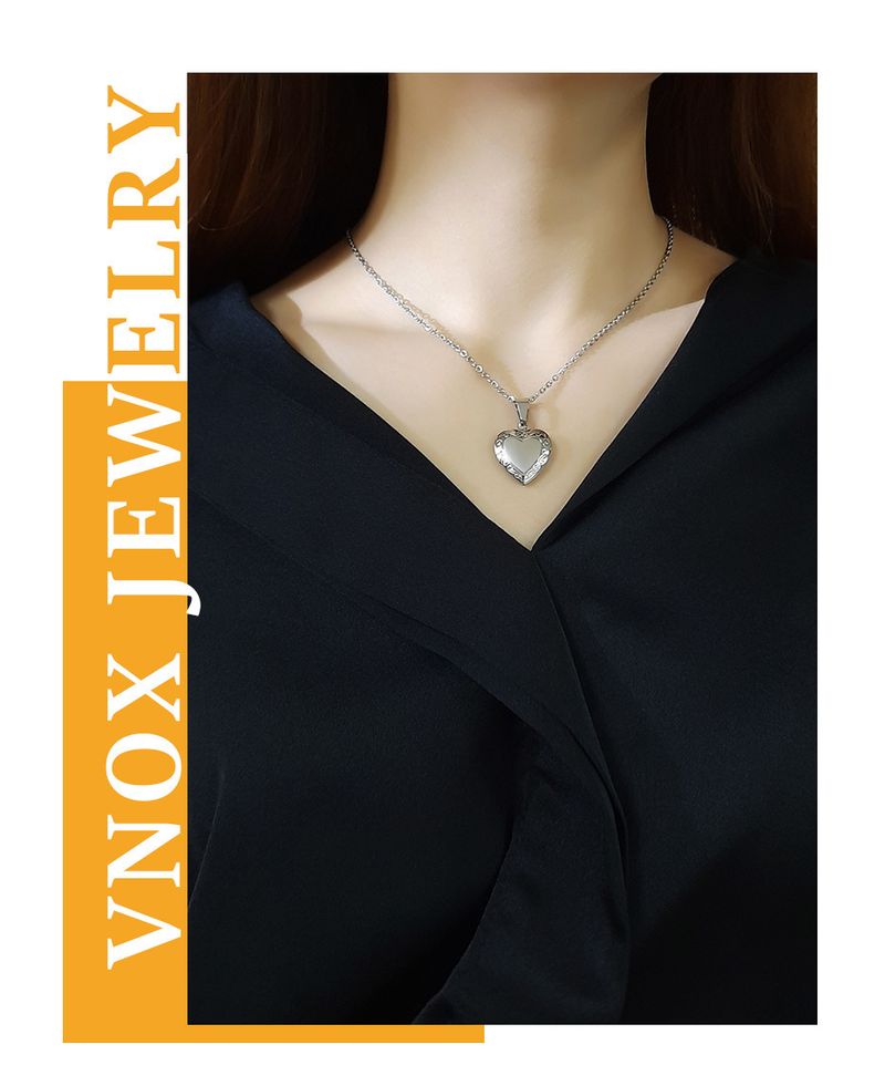 2025 New Arrivals Vnox Customize Picture Name Women Necklaces Heart Locket Pendant Family Image Personalized Anniversary Gift_voghion.com