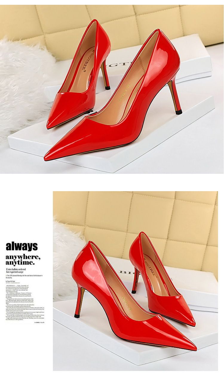 BIGTREE Shoes Glossy Patent Leather Women's Pumps Professional OL High Heels Stiletto Ladies Shoes Plus Size 43 All-match Heels_voghion.com