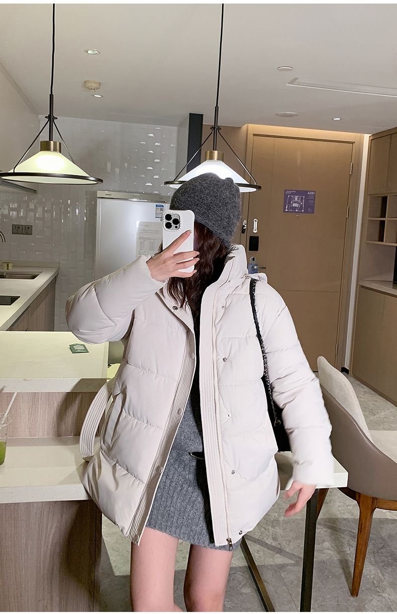 Casaco feminino com cinto – Parka de inverno grande com cordão na cintura, jaqueta longa com capuz, revestimento leve de poliéster (4 cores)_voghion.com