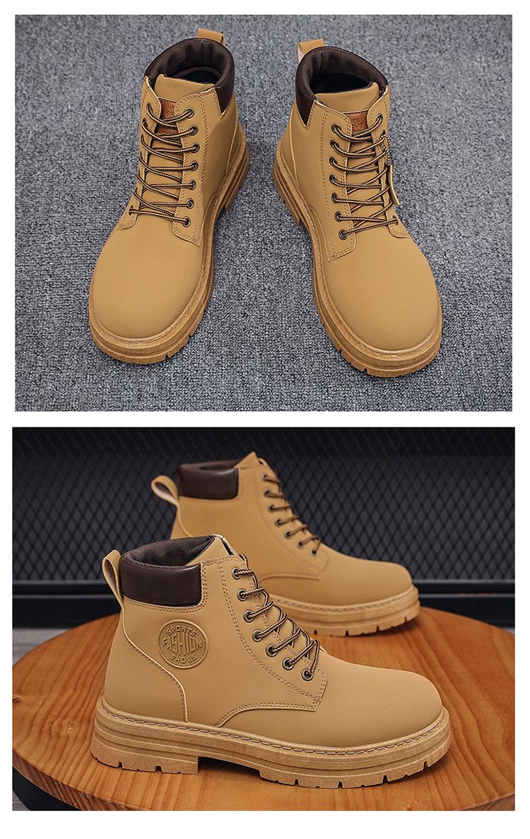 Men Shoes Fashion Motorcycle Boot Waterproof Leather Boots Spring Lace-Up Platform Boot New High Top Boots For Men Botas Hombre_voghion.com