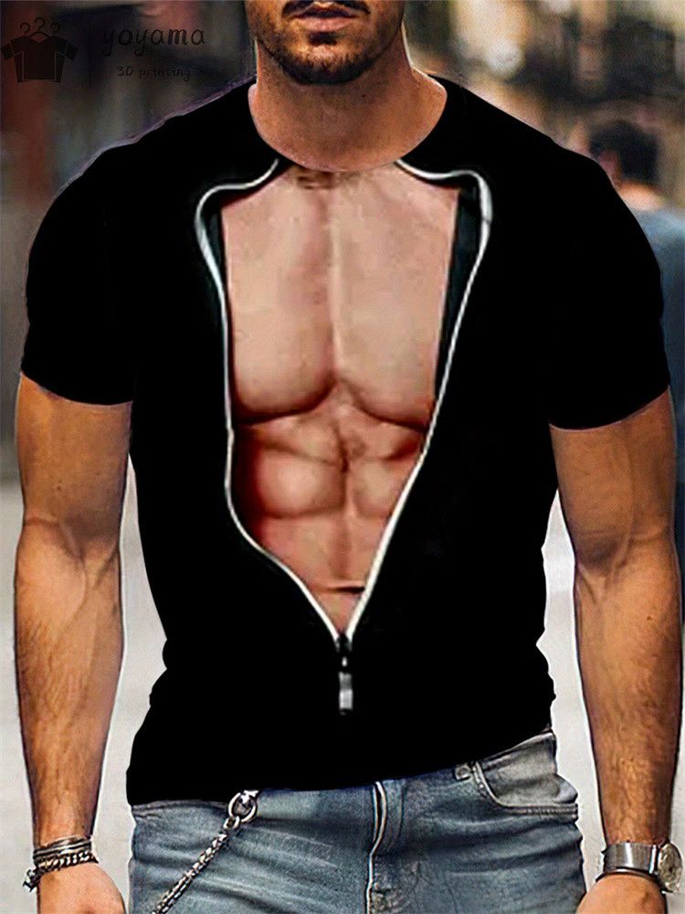 Funny 3D Printing Muscle Printed T-Shirt Gym Clothing Men Summer Streetwear T-Shirt Tops Harajuku Fashion Short Sleeve Tee_voghion.com