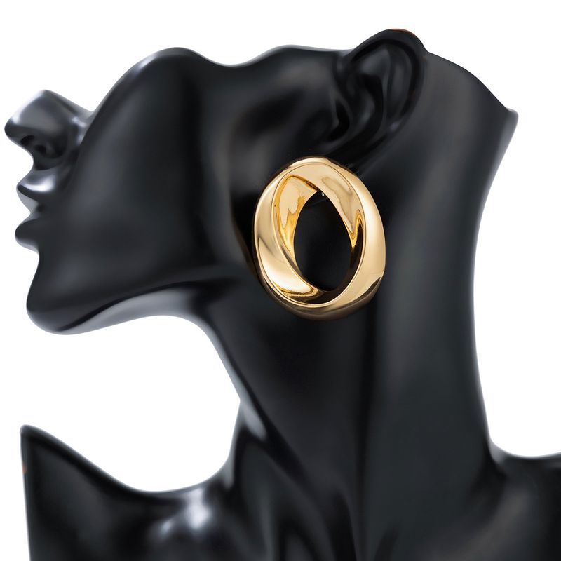 Personality metal geometric texture hollow earrings female irregular twisted glossy earrings earrings_voghion.com