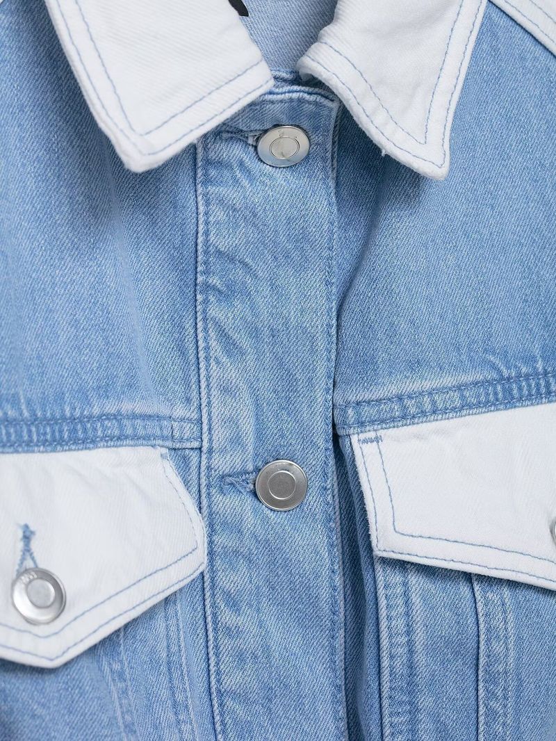 Vintage Patchwork Denim Jacket & Mid-Waist Straight Jeans Set – Retro Two-Piece Outfit_voghion.com