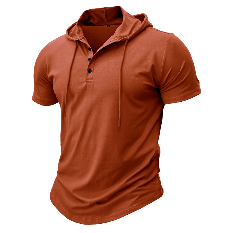 T-shirt à manches courtes pour hommes, sport et fitness, haut à capuche, chemise American Henry_voghion.com