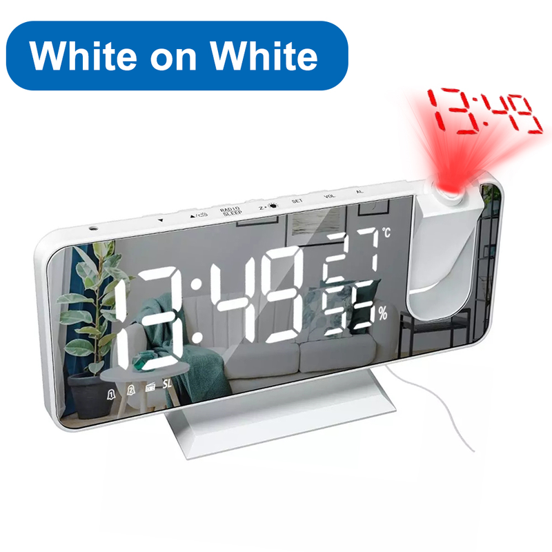 FM Radio LED Digital Smart Wecker Uhr Tisch Elektronische Desktop Uhren USB Wake Up Uhr Mit 180 ° Zeit Projektion Snooze_voghion.com