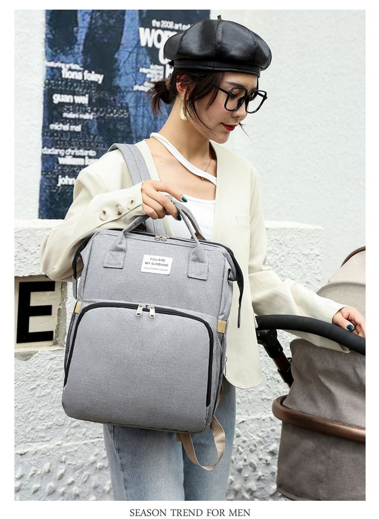 Nueva bolsa de dormir plegable para mamá, multifuncional, para madre y bebé, mochila para mamá, mochila para biberón y pañales._voghion.com