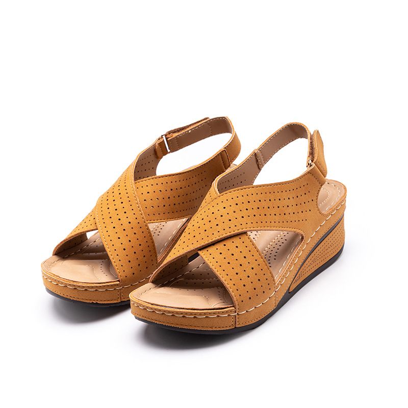 Sommer Sandalen Neue Slope Ferse Dicke Sohle Hohl frauen Mama Schuhe Große_voghion.com