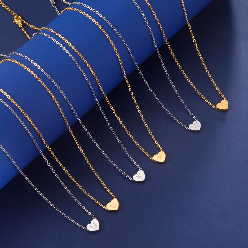 Cazador Halsketten mit Herz-Anhänger aus Edelstahl mit Anfangsbuchstaben für Frauen, Halsband, Kette, Schmuck, Geburtstagsgeschenke, Kpop-Trend_voghion.com