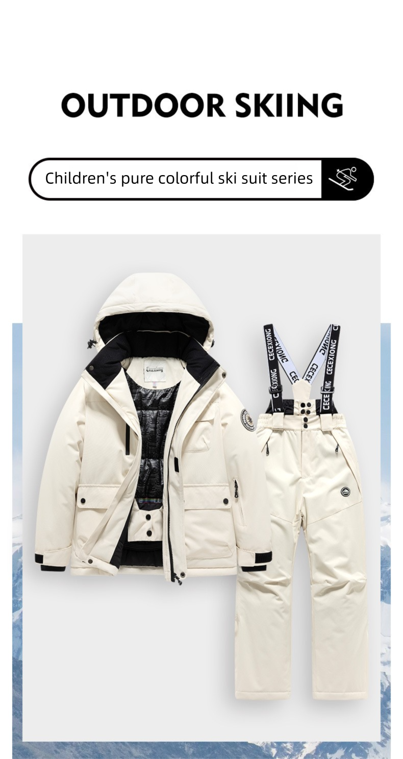Conjunto de traje de invierno para niños, cálido, impermeable, resistente al viento, profesional, de una pieza, para niñas_voghion.com
