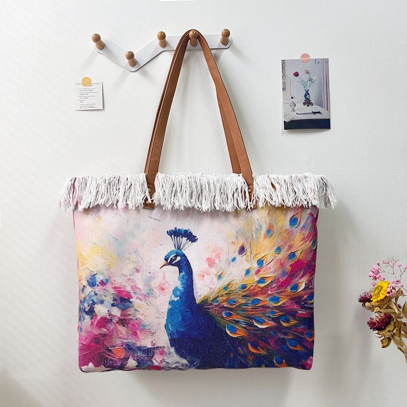 New Zipper Large Capacity Tassel Beach Women's Shoulder Tote Bag_voghion.com