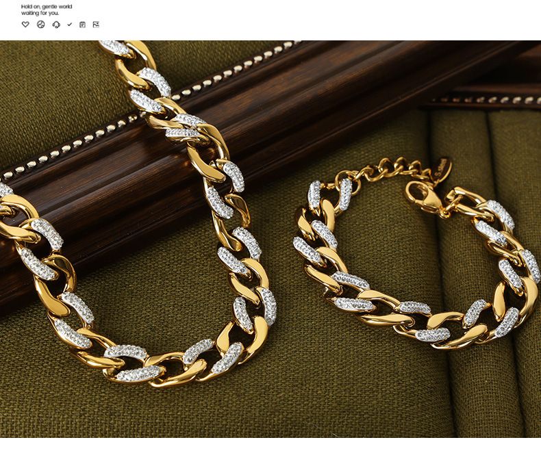 Geometrische dikke Cubaanse handketting, creatieve titanium stalen ketting, Versaile Temperamen Light, luxe sieraden_voghion.com
