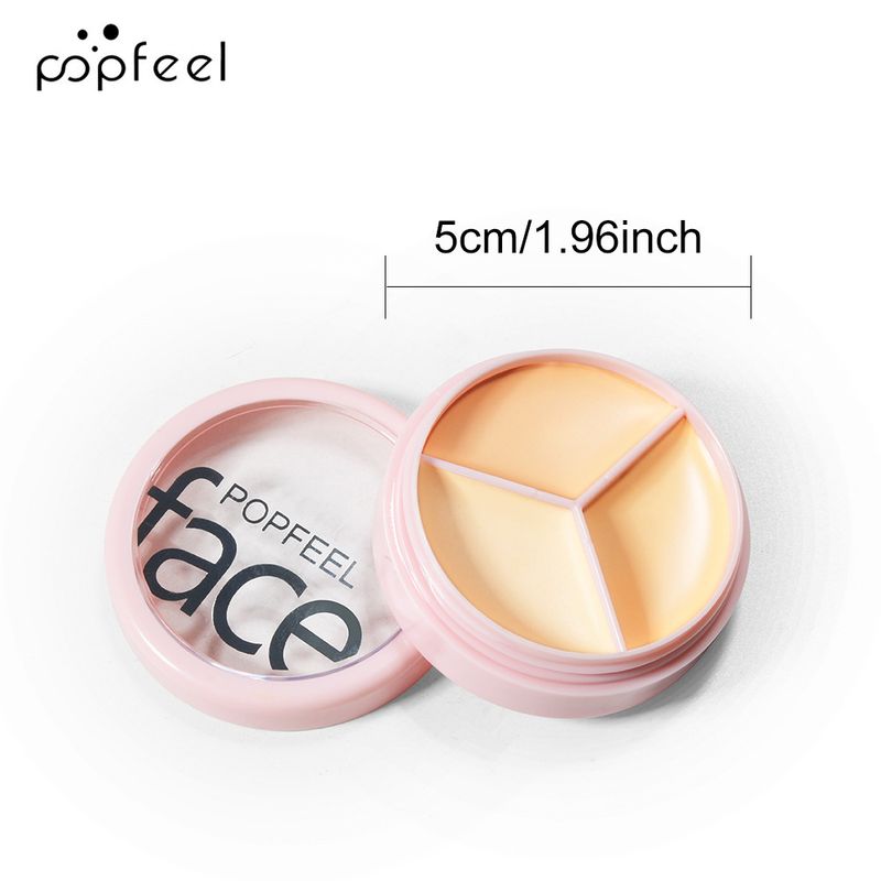 Correttore Popfeel a tre colori per coprire segni di acne, macchie, occhiaie, fondotinta, trucco difficile da rimuovere P201_voghion.com