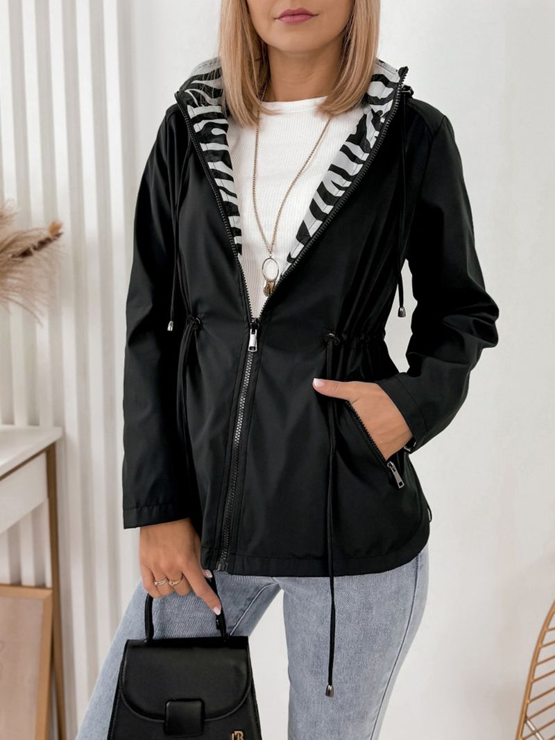 Women’s Waterproof Trench Coat – Slim Fit Windproof Hooded Jacket (Breathable Polyester, All-Season Commuter Coat)_voghion.com