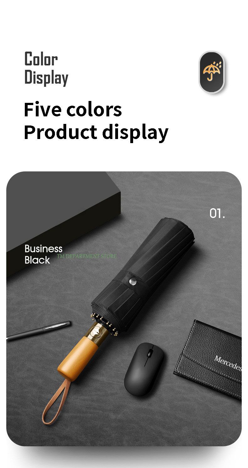 Ombrello da auto Wooden Elegance - 3 pieghe - Regalo unisex_voghion.com