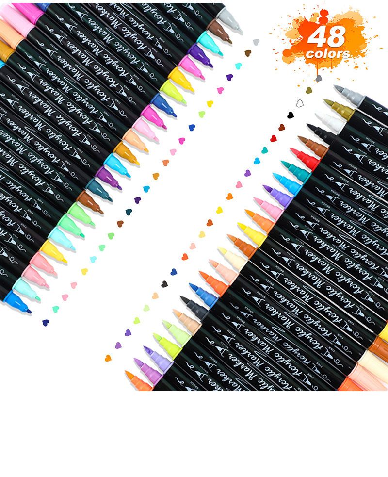 Aquarellpinselmarker mit Doppelspitze für Kinder – 24 Farben mischbares Acrylfarbenmarker-Set, weicher Pinsel und feine Spitze zum Zeichnen_voghion.com