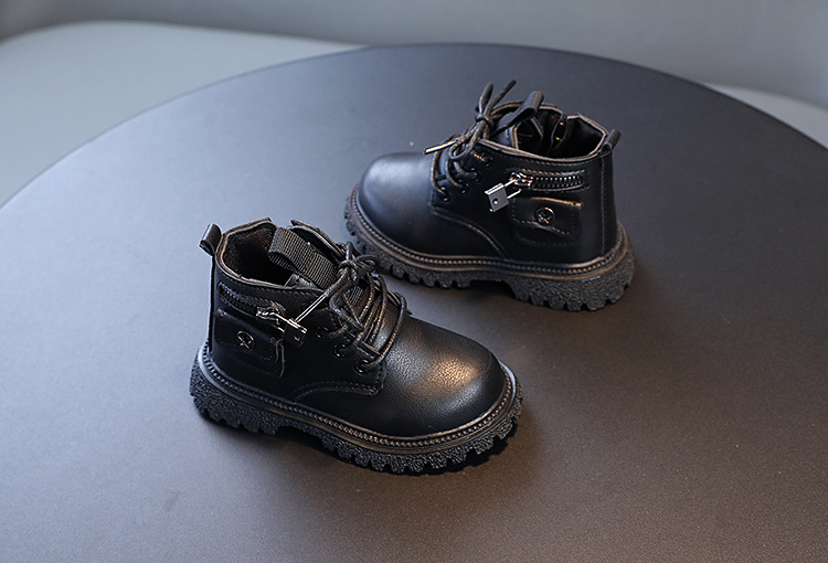 Scarpe per bambini Moda per ragazzi Doc Martens stivali singoli con suola morbida e cerniera laterale_voghion.com