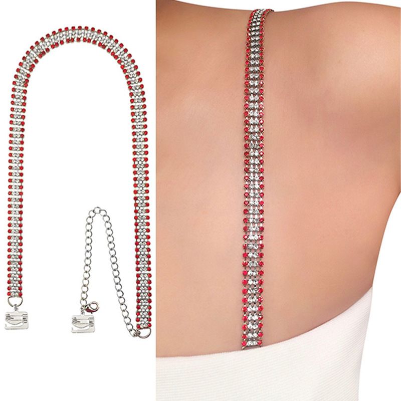 Accessori per bodychain Catena semplice per spalla Catena per corpo sexy con strass Street Shot Party Tracolla con diamanti rossi Accessori_voghion.com