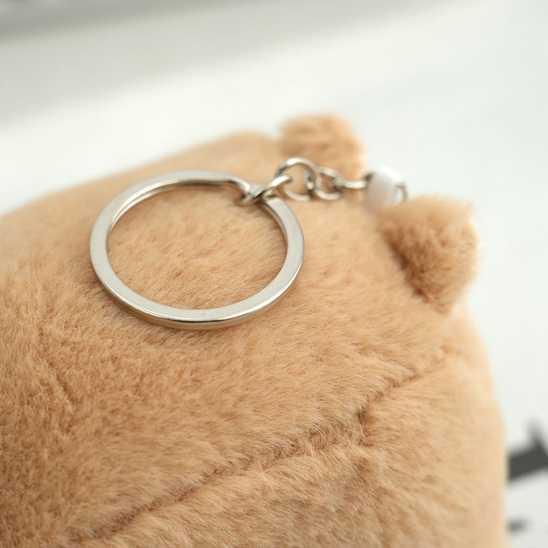 Cat Keychain Fluffy Adorable Plush Toy Soft Cartoon Square Kitty Bag Charm_voghion.com