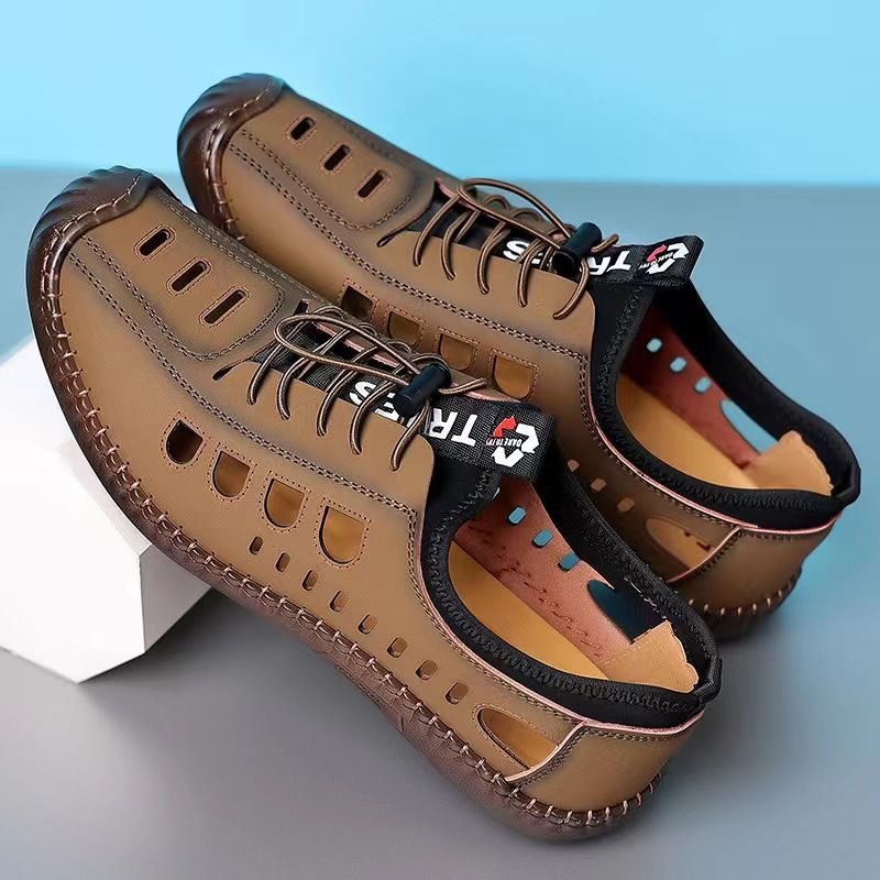 Sandals Soft 2025 Summer Men's Sandals Breathable And Non Slip Cowhide Sole Casual Leather Outdoor Beach Shoes_voghion.com