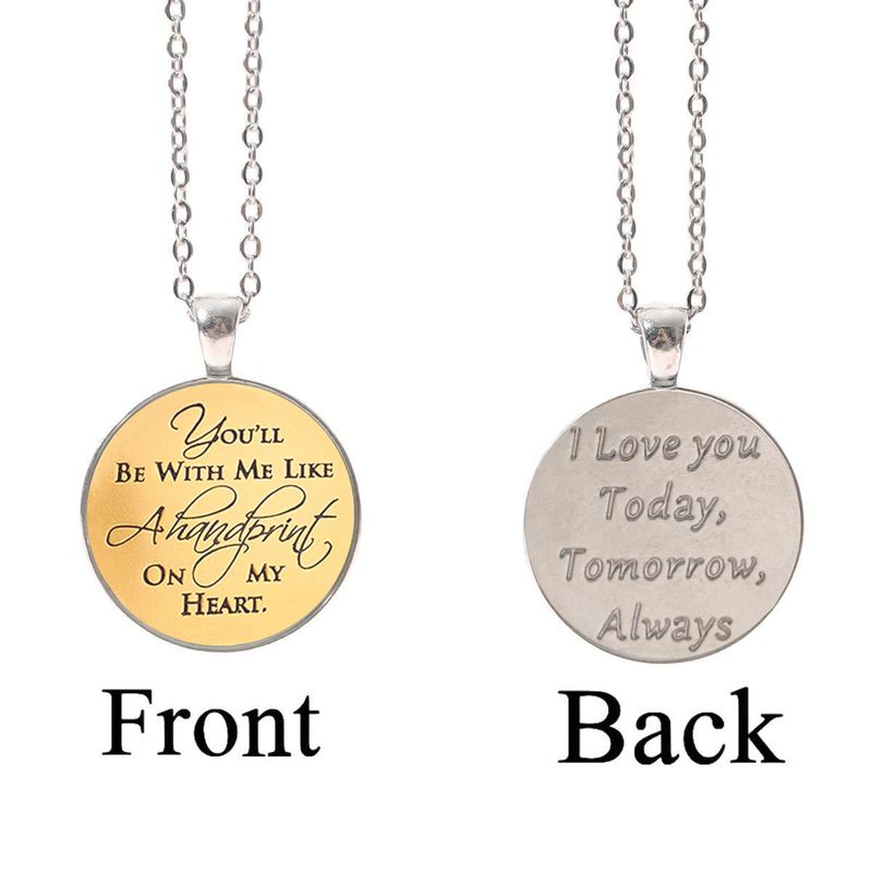 Collana con ciondolo fotografico in vetro rotondo in argento con lettere inglesi alla moda, accessori per gioielli alla moda, regalo_voghion.com