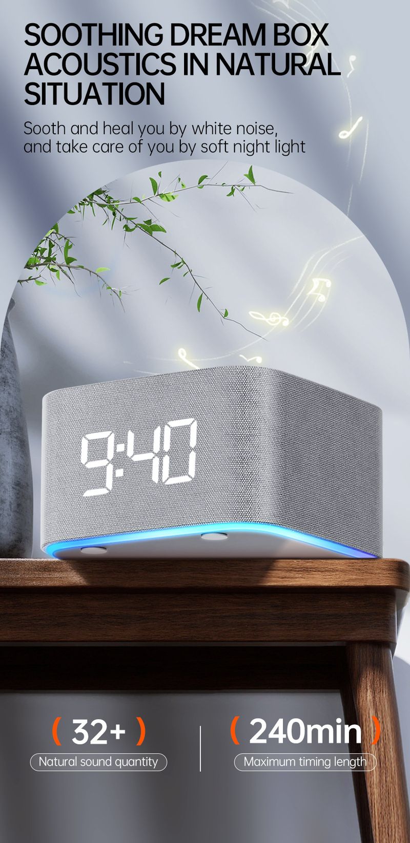 White Noise Machine For Sleeping Relaxation And Baby Soothing Bluetooth Speaker Sleep Aid Sleep Instrument Soothing Sleep Artifact_voghion.com