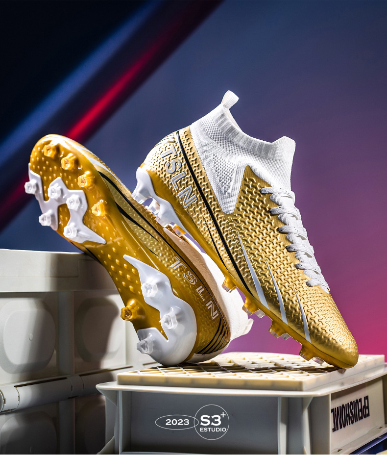 New high top football shoes Long nails football shoes TF broken nails special training shoes_voghion.com