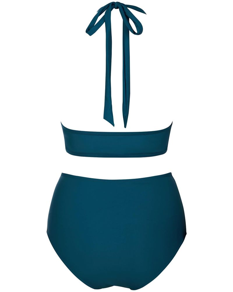 Maillot de bain une pièce sexy ajouré couleur unie, maillot de bain une pièce en maille épissée, taille haute, décolleté plongeant_voghion.com