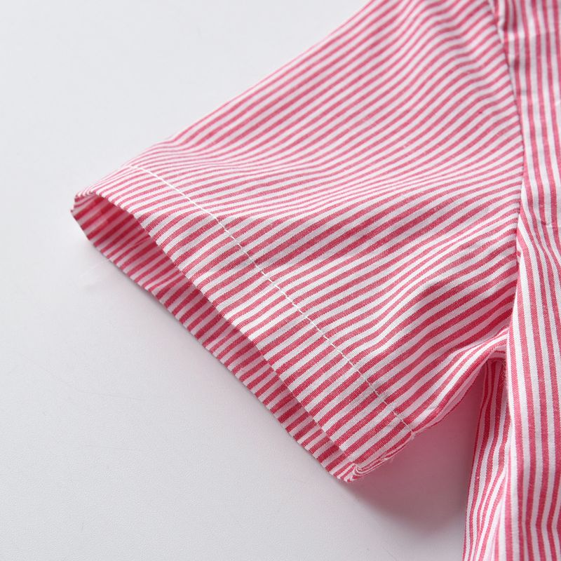 Camicia a righe a maniche corte autunnale, bretelle, pantaloni e papillon Abito da gentiluomo in quattro pezzi per bambini_voghion.com