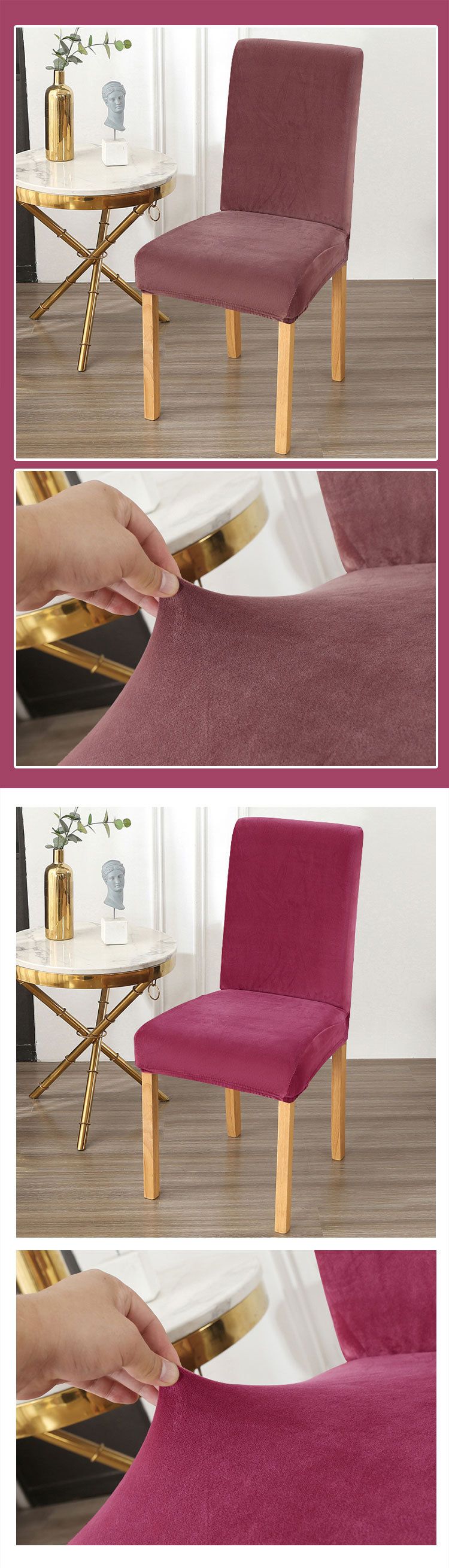 Thick Plush Elastic Chair Covers - Full Coverage Stretch Slipcovers For Dining Chairs, Ultra Soft & Durable_voghion.com