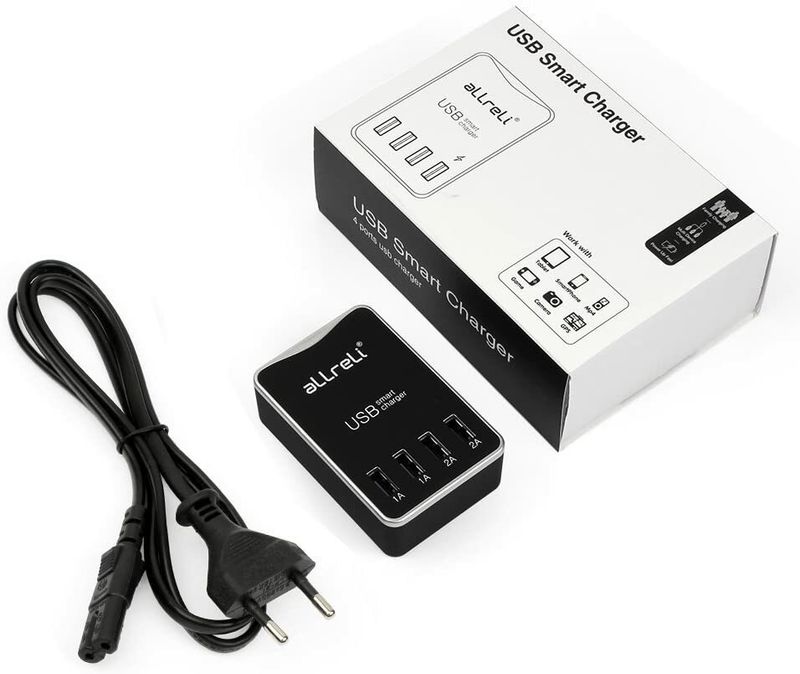 aLLreli 4 Smart Port Doppelseitiges USB-Ladegerät UPS-017 30 W 5 V 6 A Ultraschnell Schwarz_voghion.com