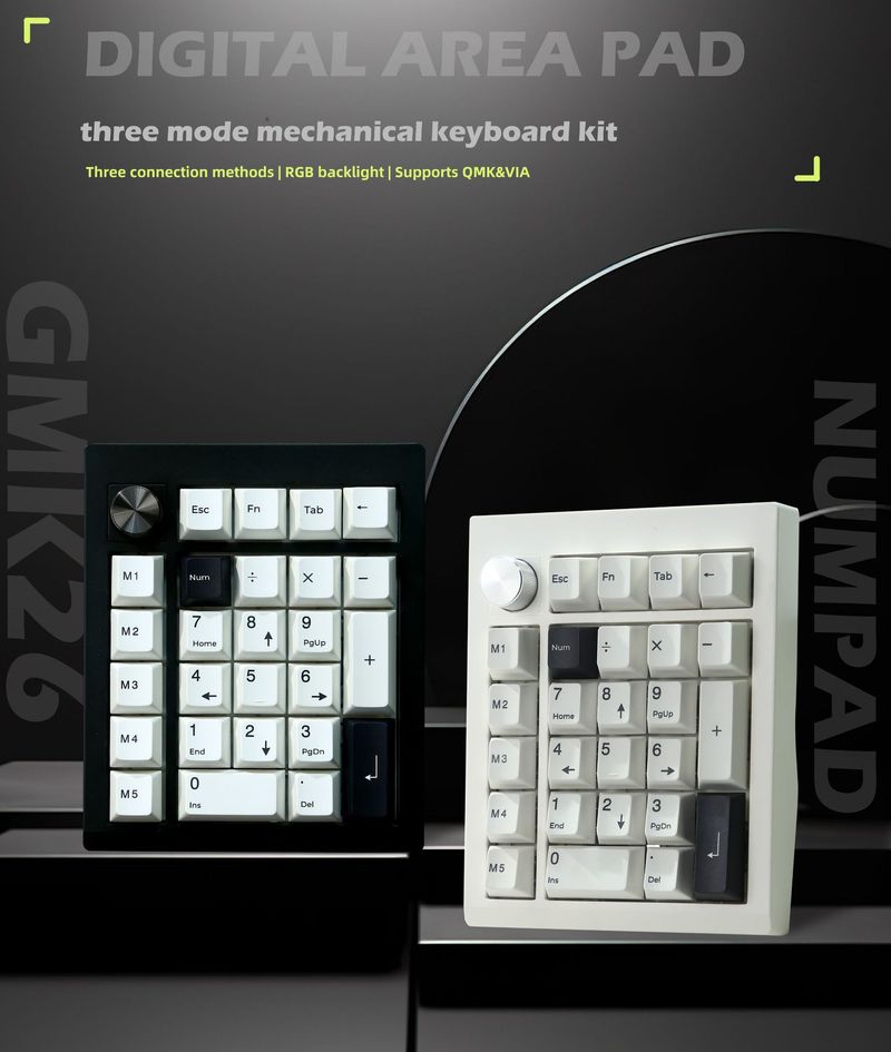ZUOYA ZOYA GMK26 Three-mode Wireless Mechanical Keypad Bluetooth 2.4G Knob QMK/VIA_voghion.com
