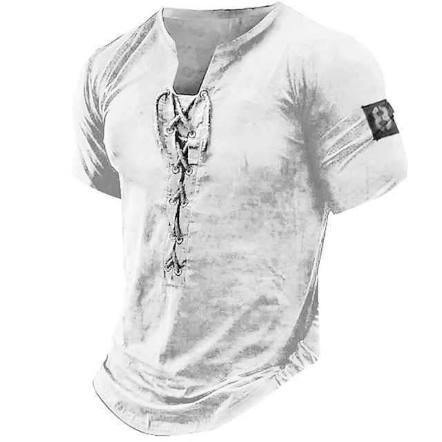 T-shirt à manches courtes pour homme, imprimé graphique, numéro, Henley, vêtements, impression 3D, lunettes, corde, hauts_voghion.com