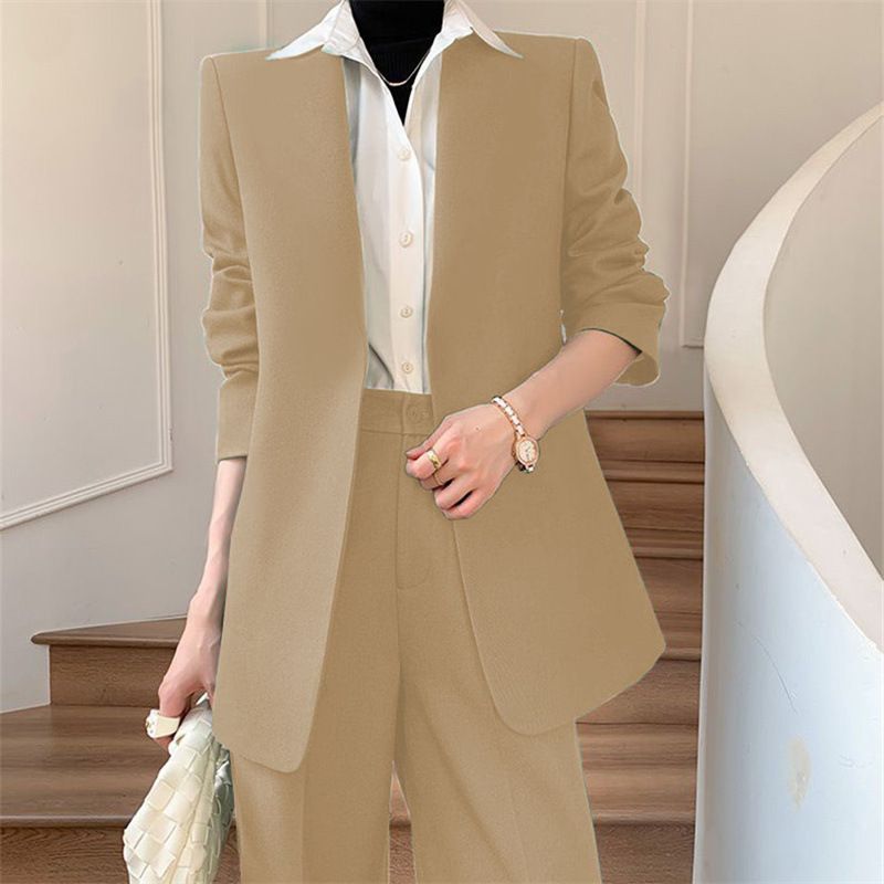Damenbekleidung Königsblauer Anzug Zweiteiliger Anzug Anzug im neuen Stil im Pendlerdesign für Damen Mehrere Farben optionale Anzugjacke_voghion.com