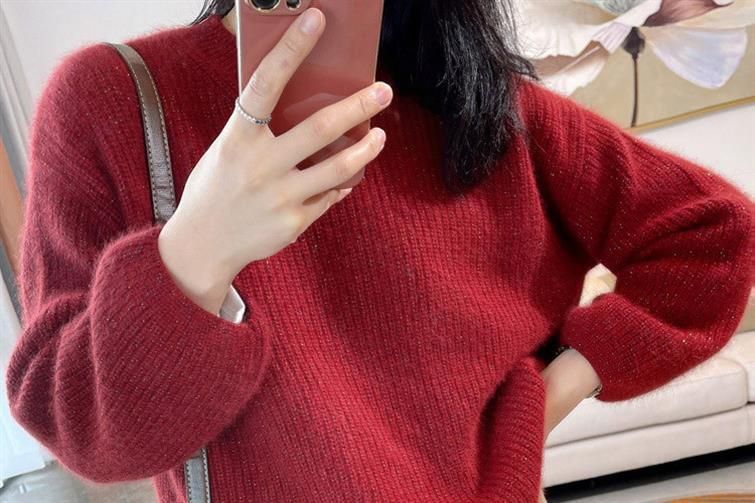 Pull oversize de luxe inspiré de la fourrure de raton laveur pour femme, mode hiver, violet, élégant, tricot, style bohème chic, coupe ample, confortable_voghion.com