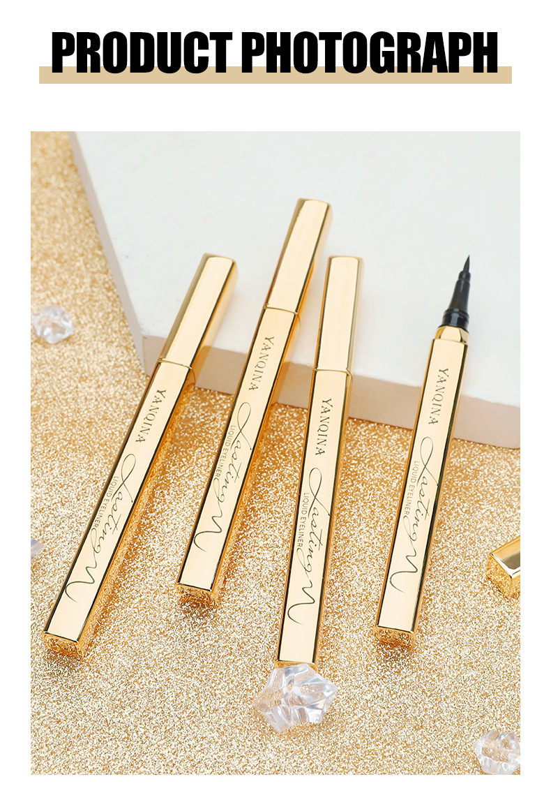 YANQINA Yanqina Tuhao Gold hold makeup without tingling big eyes, sweat proof eyeliner Liquid Pen can quickly dry and_voghion.com