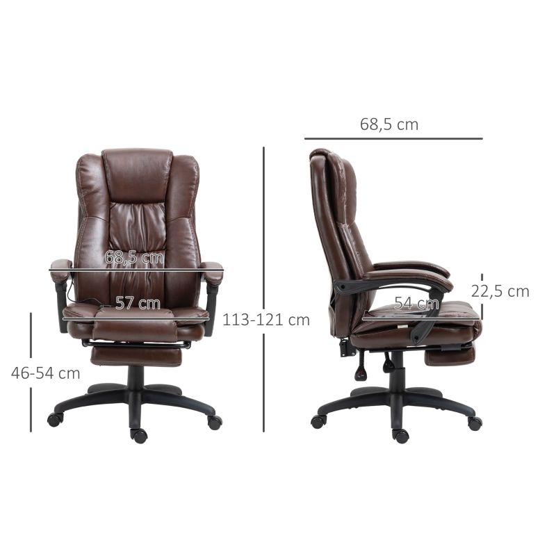 Drehstuhl Mit Fußstütze, Kopfstütze, Massagefunktion, Braun_voghion.com