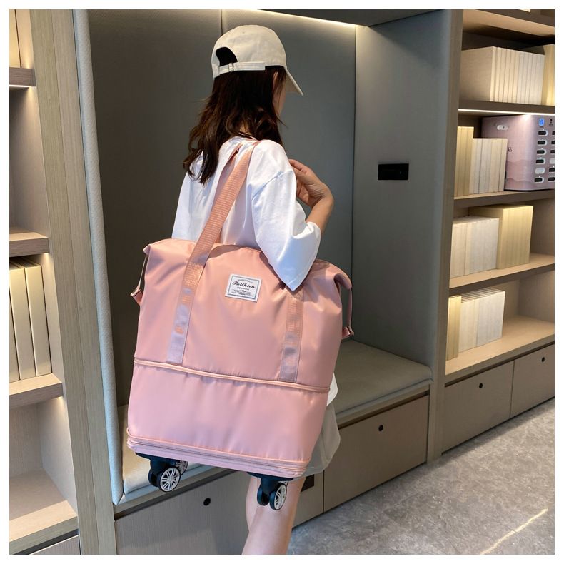 Travel Large Capacity Universal Wheel Student Business Trip Maternity Storage Waterproof Dry Wet Separation Expandable_voghion.com