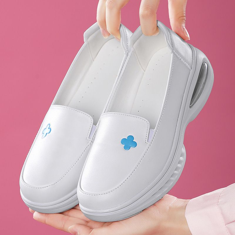 2025 Infirmière: Loftkëssen aus echtem Lieder fir Fraen, mëllen Buedem, atmungsaktiv, richt net, rutschfest, fir Spidolsaarbechten, wäiss D25_voghion.com