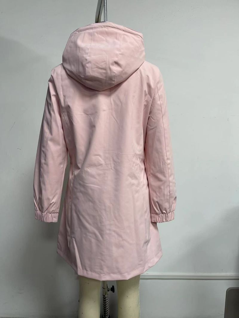Giacca antivento con cappuccio impermeabile da donna - Cappotto casual leggero a maniche lunghe per primavera e autunno_voghion.com