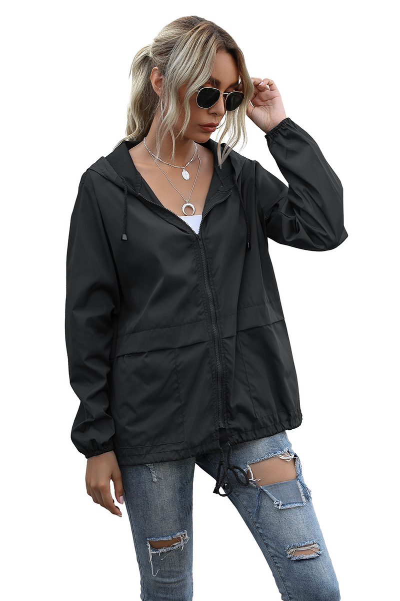 Chaqueta impermeable ligera con capucha y cremallera para mujer para senderismo al aire libre, disponible en stock_voghion.com
