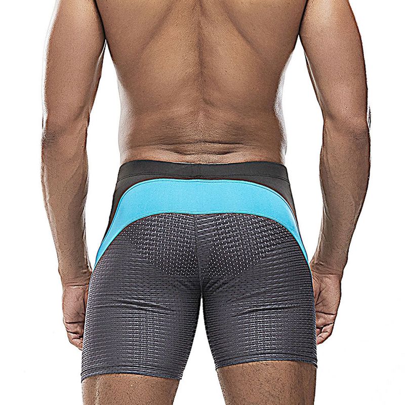 Maillot de bain mi-long UXH pour homme, coupe quatre-quarts, doublure intérieure triangulaire, maille nylon, résistant à l'eau, color-block professionnel_voghion.com