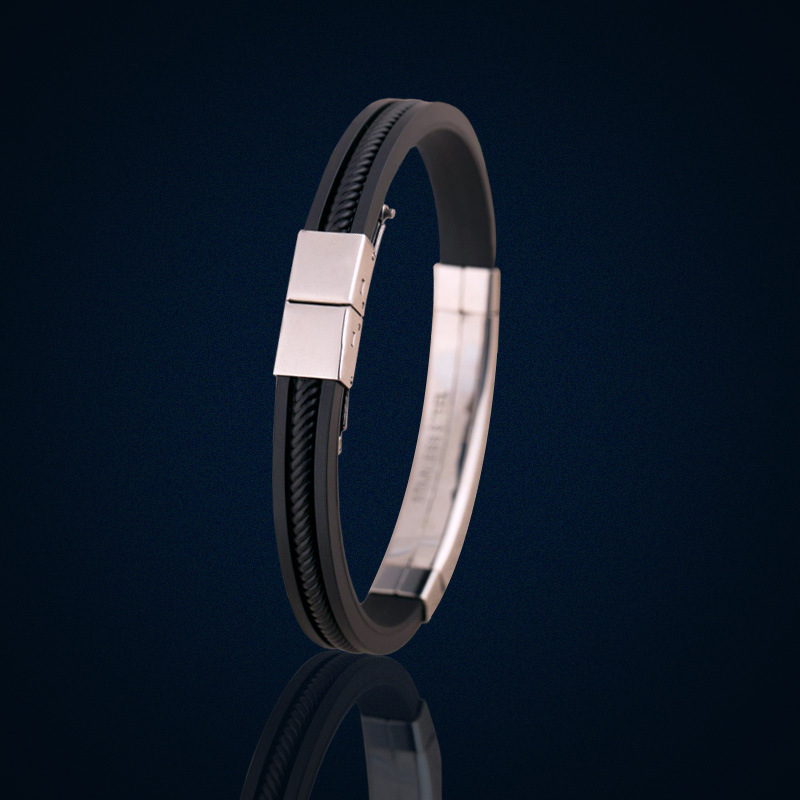 Bracciale con scritte fai-da-te Bracciale da uomo in acciaio al titanio Bracciale in silicone Bracciale in acciaio inossidabile Bracciale stella_voghion.com