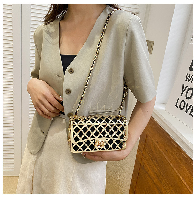 Borsa piccola in metallo Nuova borsa a tracolla personalizzata vuota alla moda europea e americana 2024 Borsa quadrata piccola a tracolla da donna Instagram_voghion.com