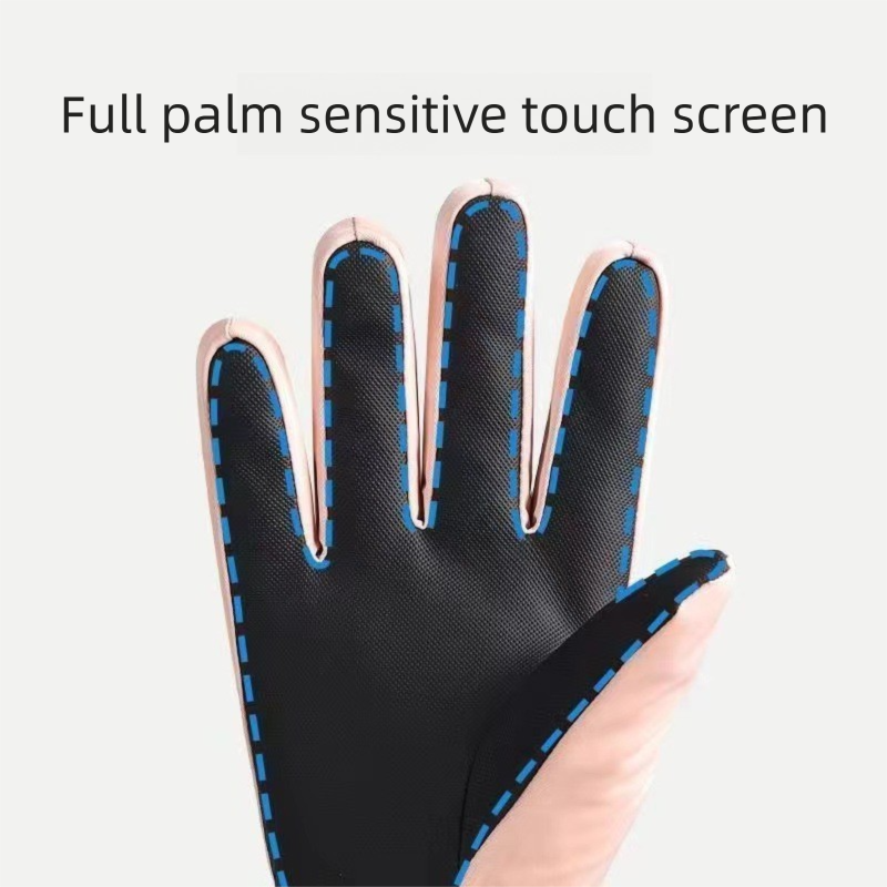 Luvas de ciclismo ao ar livre, à prova de vento, forradas com lã, quentes, resistentes à água e com tela sensível ao toque, para esqui, para homens e mulheres_voghion.com