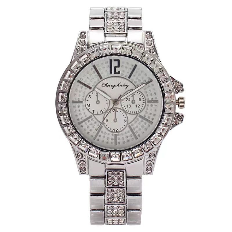 Women's Watches Fashion Steel Band Diamond Set Women's Watch Fashion Simple Quartz Watch Set_voghion.com