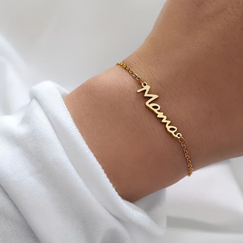 Bracelet lettre Mama pour femme, tendance 2025, cadeau idéal pour la fête des mères_voghion.com