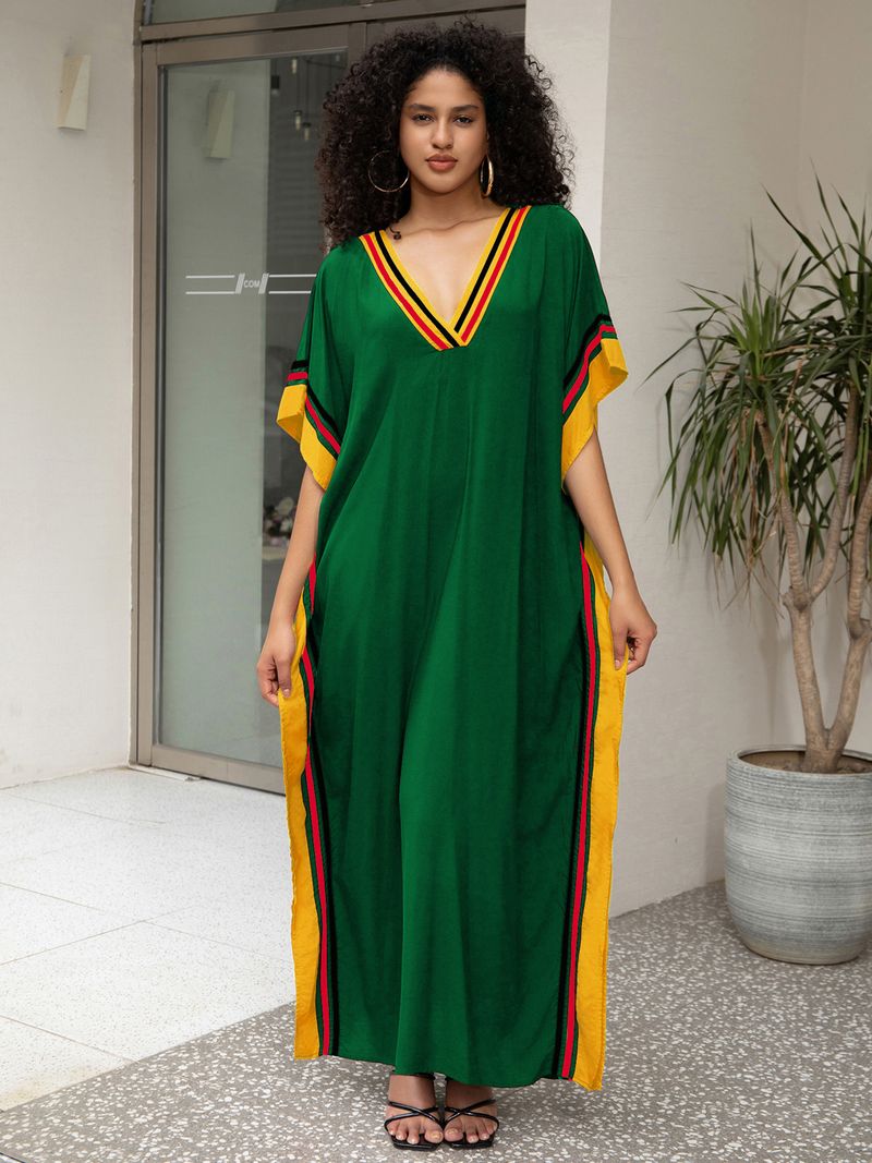 Kadın Baskılı Rayon Plaj Elbisesi - UPF Korumalı Uçuşan Boho Kimono Bornoz (Tek Beden, Hafif ve Nefes Alabilir)_voghion.com