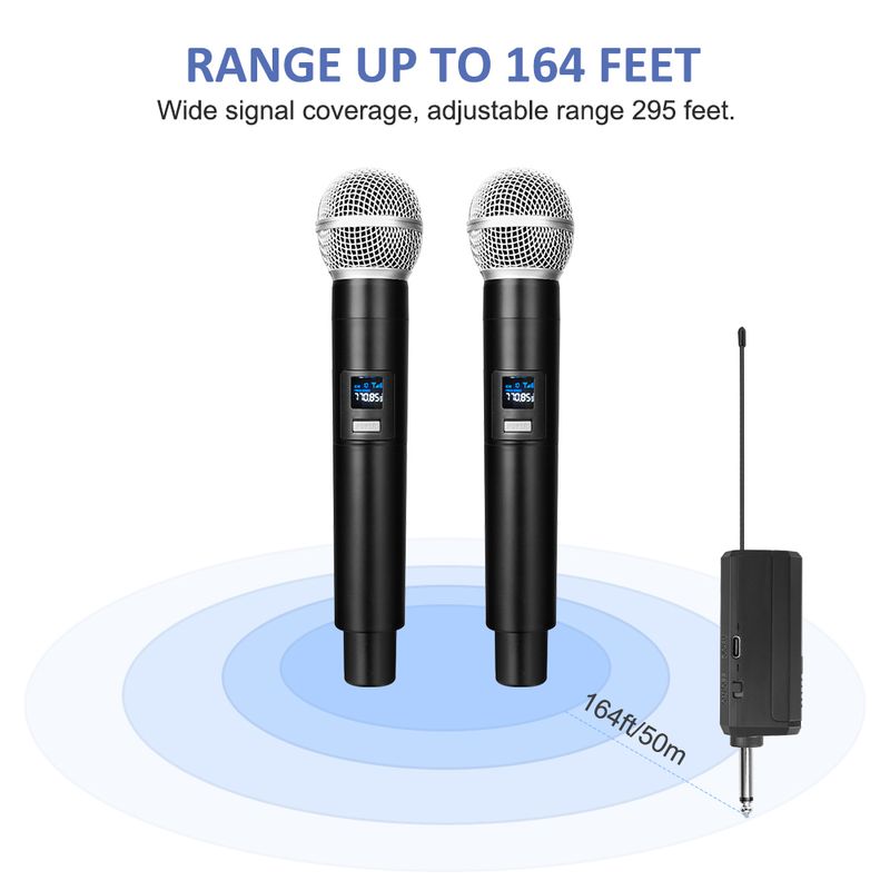 Drahtloses Mikrofon 1200 mAh UHF Professionelles dynamisches Handmikrofon Karaoke-Mikrofon mit Empfänger für Verstärker-PA-System_voghion.com