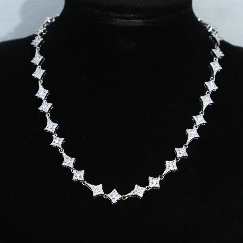 Hip Hop Necklace New Style Inlaid Zircon Star Pendant Tennis Chain Men's And Women's Jewelry_voghion.com