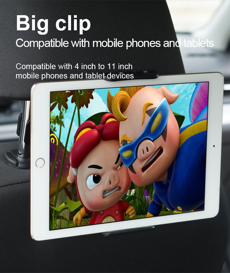 Suport telescopic pentru pernă spate auto, suport pentru telefon, tabletă, suport pentru scaun auto, tetiera spate, suport de montare pentru telefon, tabletă, 4-11 inch_voghion.com